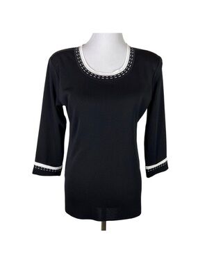 Misook Black Top with White Trim